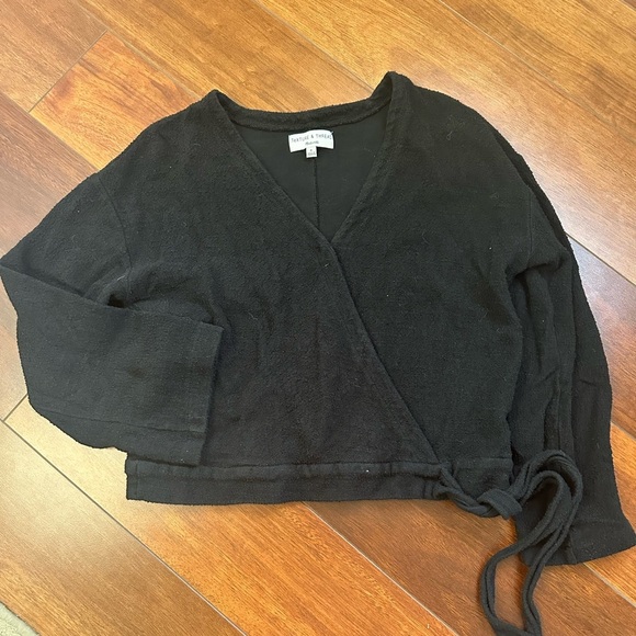 Madewell Texture & Thread Women’s Medium Long Sleeve Cropped V-Neck Shirt - Picture 1 of 5